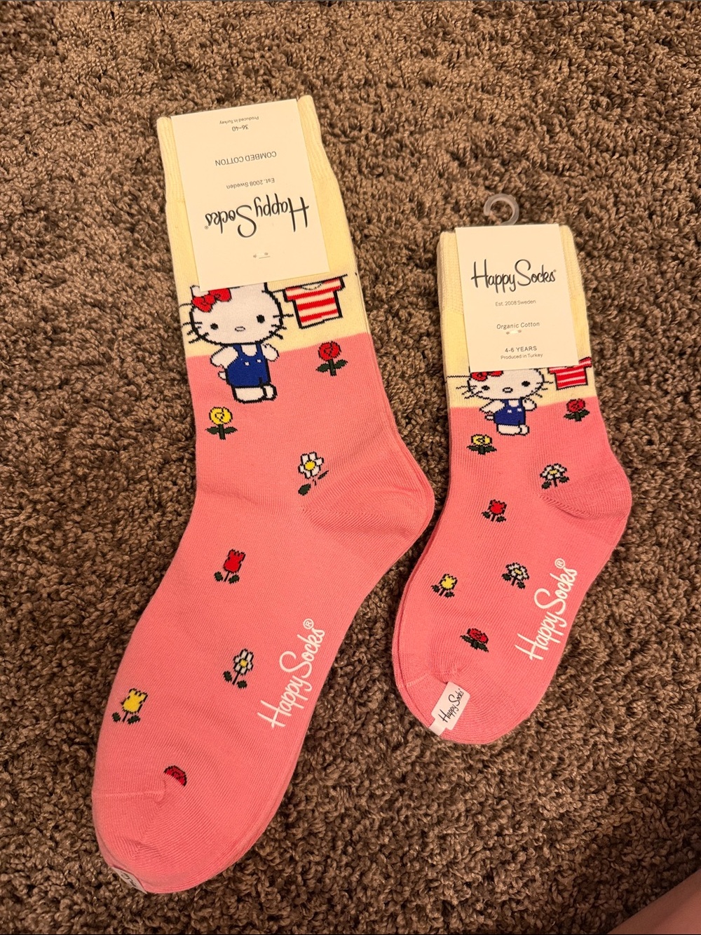 New Happy Socks x hello kitty pink mommy and me socks